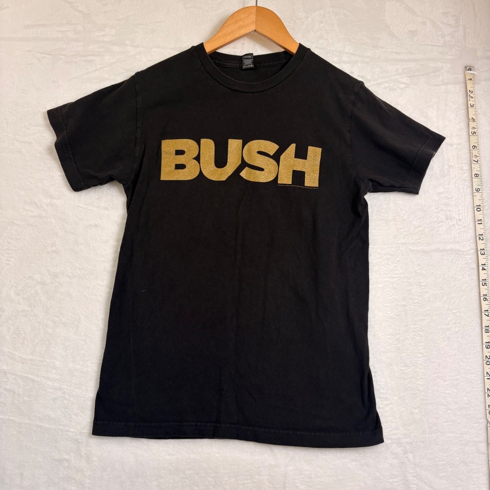 Bush Band T-Shirt Mens Small Black Gold Glitter Logo Rock Grunge Tee S